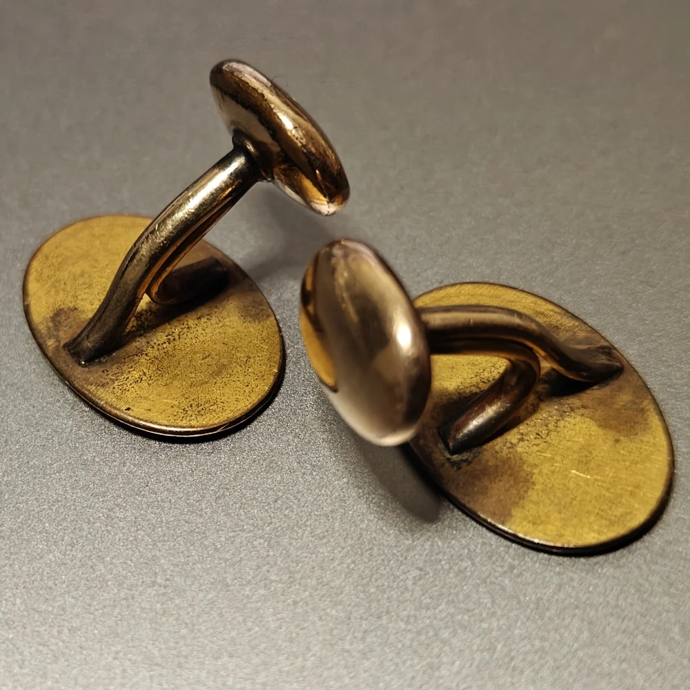 Antique 12K GF Yellow Gold Filled Oval Cufflinks With Monogram Letter d - Picture 3 of 8